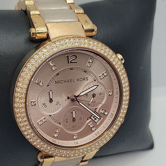 Michael Kors MK5896 Women's Stainless Steel Analog Blush Dial Quartz Watch BC718 - Picture 3 of 10